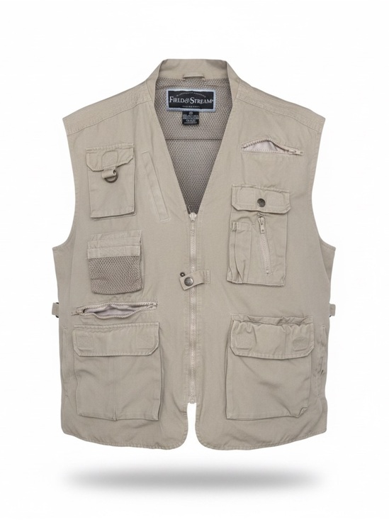 Field & Stream Other - Field & Stream Fishing Vest XXL Khaki Cotton Mesh Utility Cargo Multi Pocket Zip
